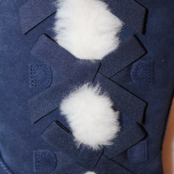 UGG KOOLABURRA TELL‎ SUEDE FUR BOW BOOTS BLUE - Picture 2 of 8